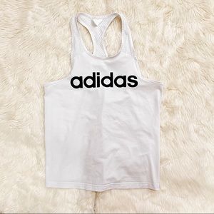Adidas white racer back tank top